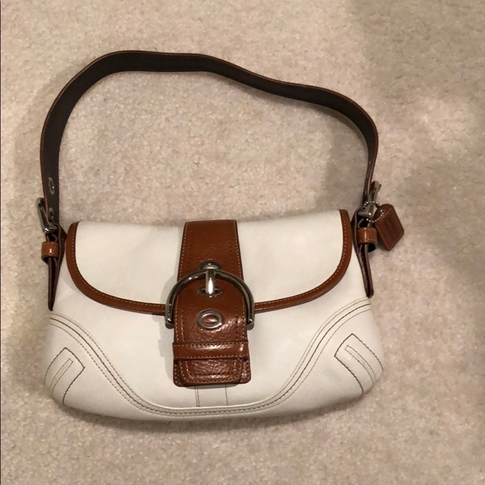 Coach Soho Hobo Purse White & Brown Leather